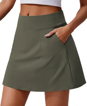 PINSPARK 18" Golf Skorts for Woman High Waisted Tennis Skirt UPF 50  Athletic Skort Skirts with 4 Pockets Workout Pickleball