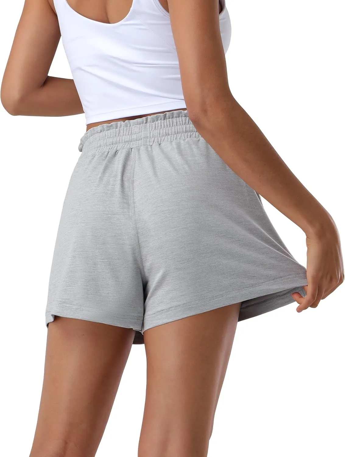 Pioneer Camp Women's Sweat Shorts with 2 Zipper Pockets High Waist Athletic Shorts Workout Running Casual Gym Lounge