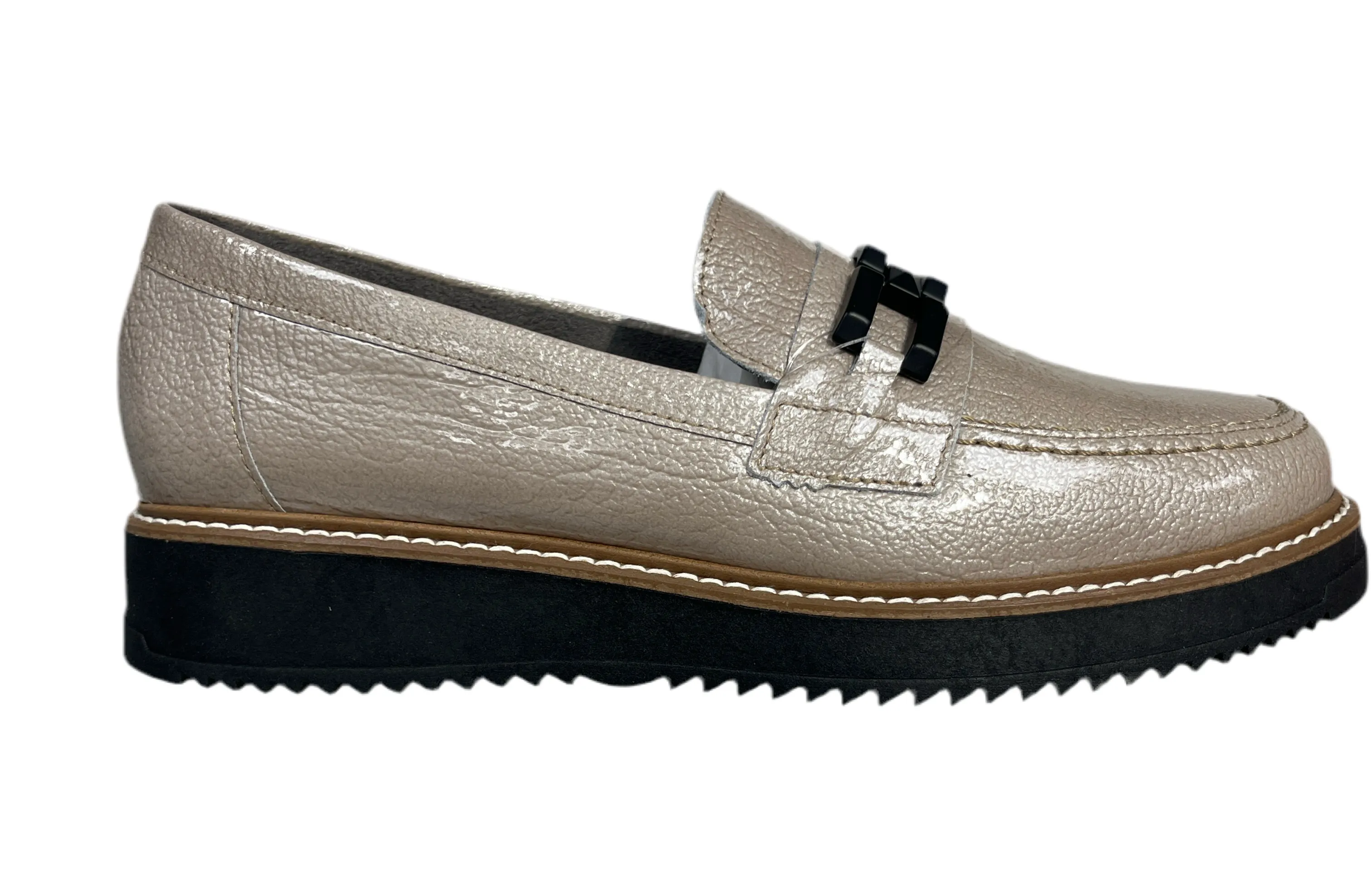 Pitillos Ladies Slip On Low Wedge Loafer Shoe 10070