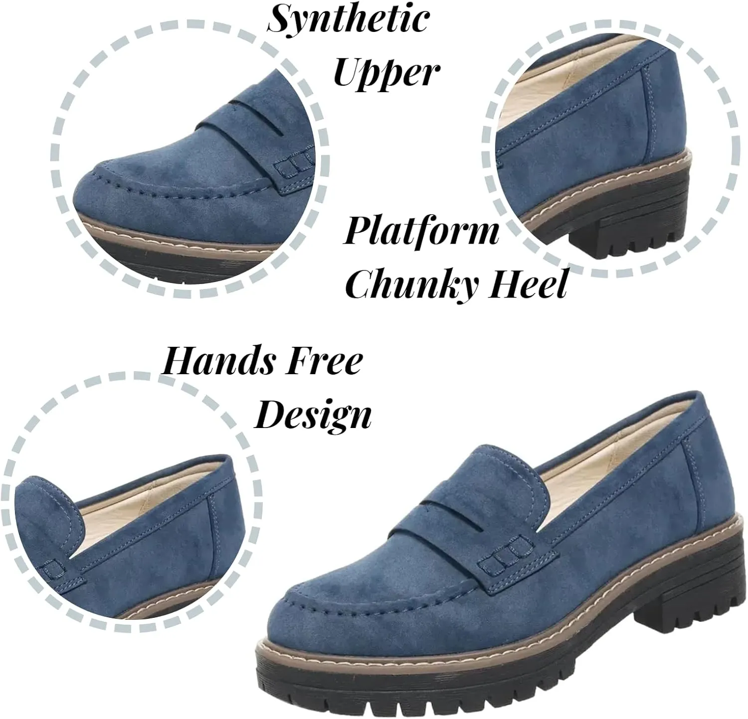 Platform Loafers for Women Suede Penny Loafer Comfort Driving Moccasins Casual Slip-Ons Flats Fashion Business Work Shoes