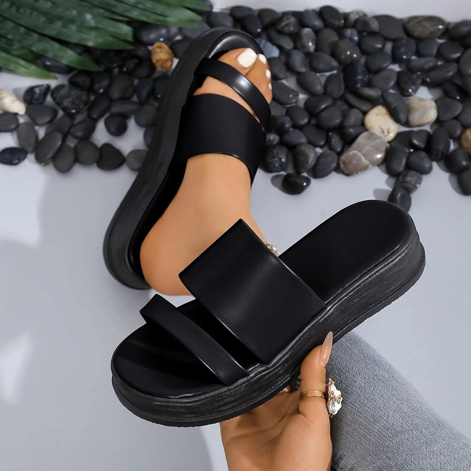 Platform Sandals Womens Summer Thick Sole Sandal Shoes Cute Lightweight Chunky Slides with Comfort Flatform Slides