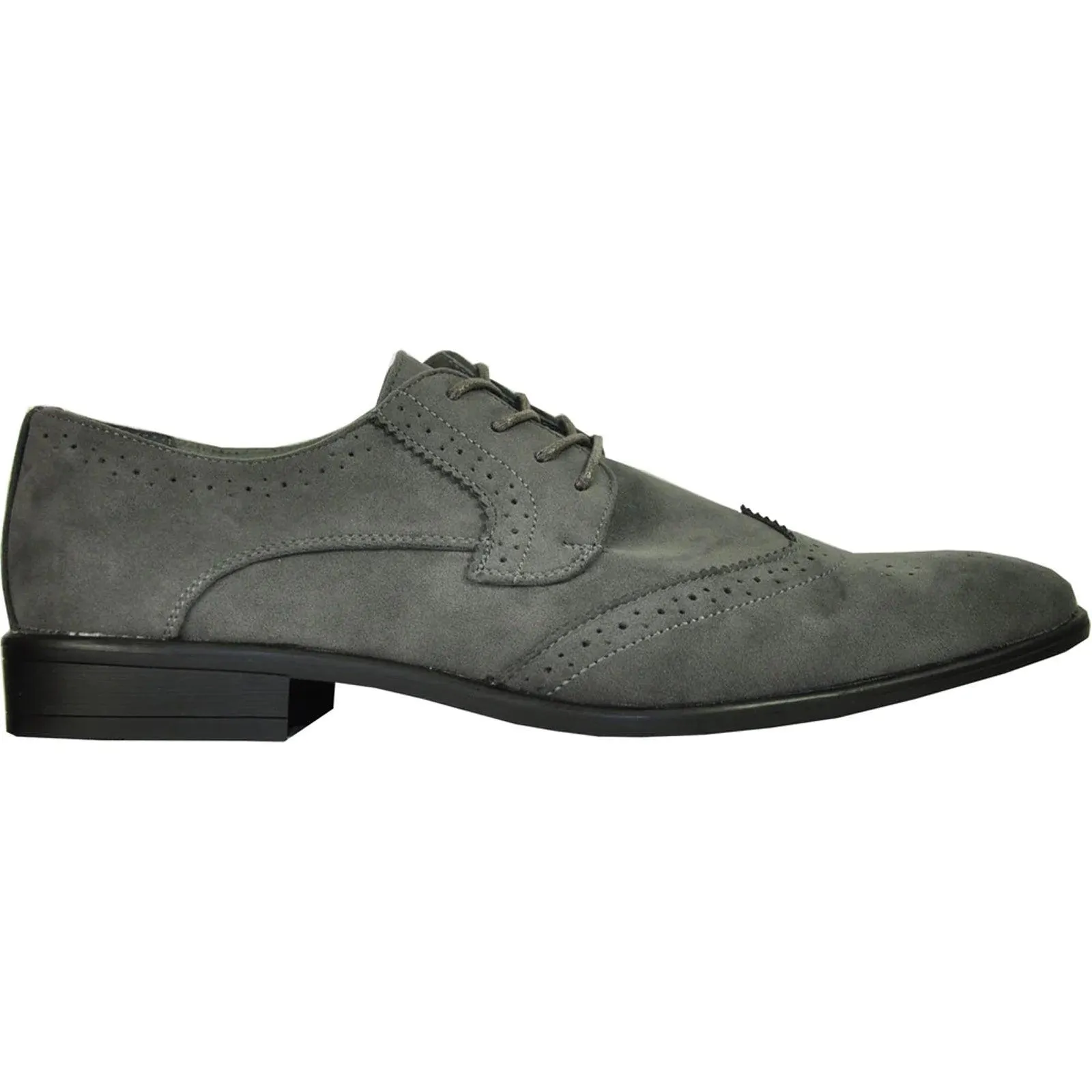 Polished Product Title: "Bravo Men's Grey Vegan Suede Wingtip Dress Shoe for Weddings & Proms"