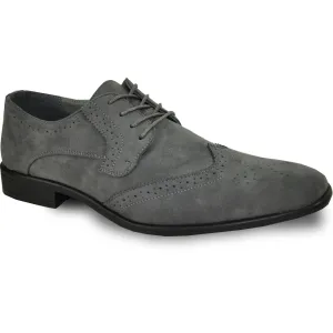 Polished Product Title: "Bravo Men's Grey Vegan Suede Wingtip Dress Shoe for Weddings & Proms"