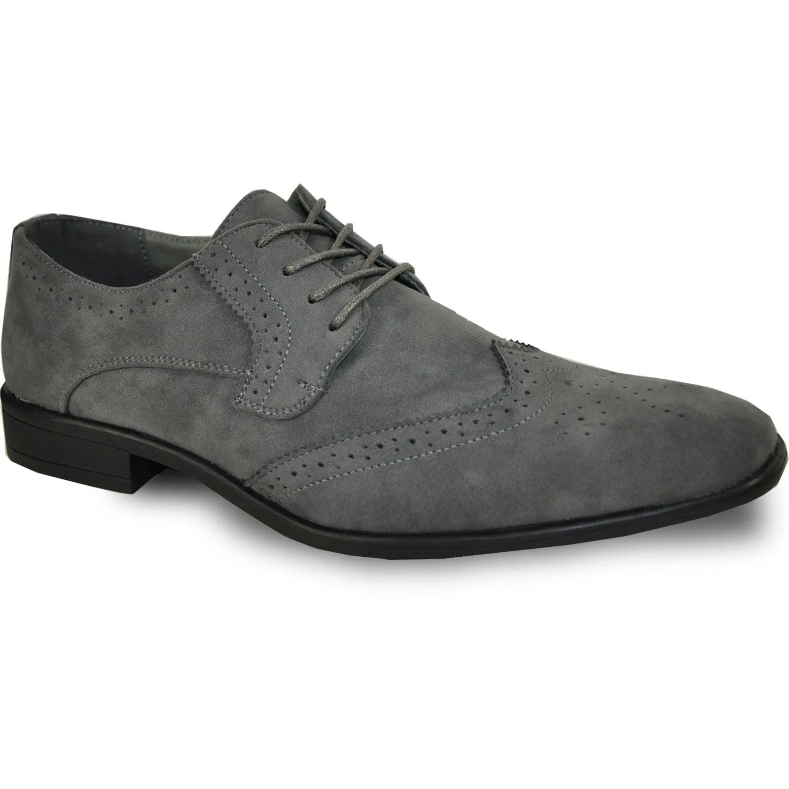 Polished Product Title: "Bravo Men's Grey Vegan Suede Wingtip Dress Shoe for Weddings & Proms"