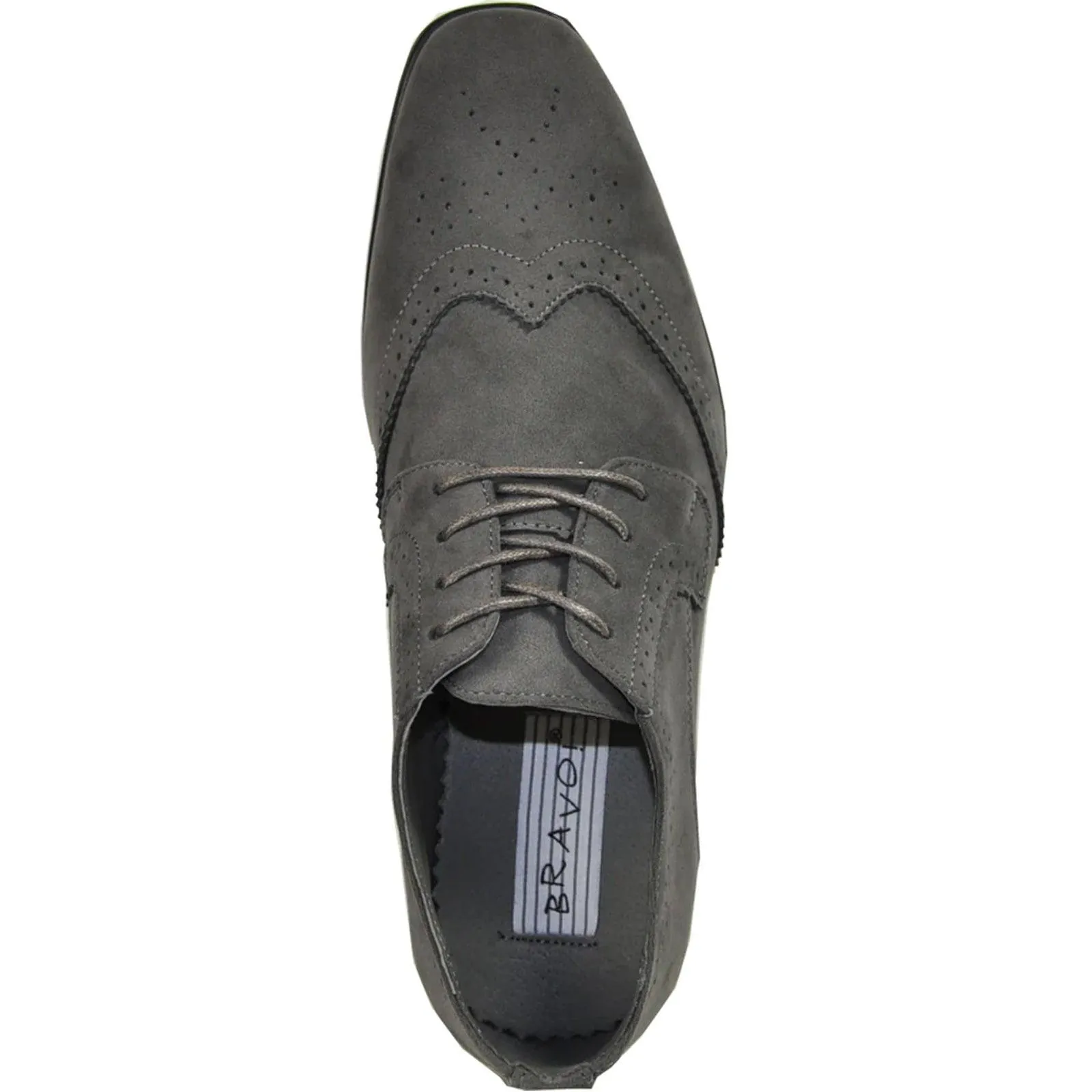 Polished Product Title: "Bravo Men's Grey Vegan Suede Wingtip Dress Shoe for Weddings & Proms"