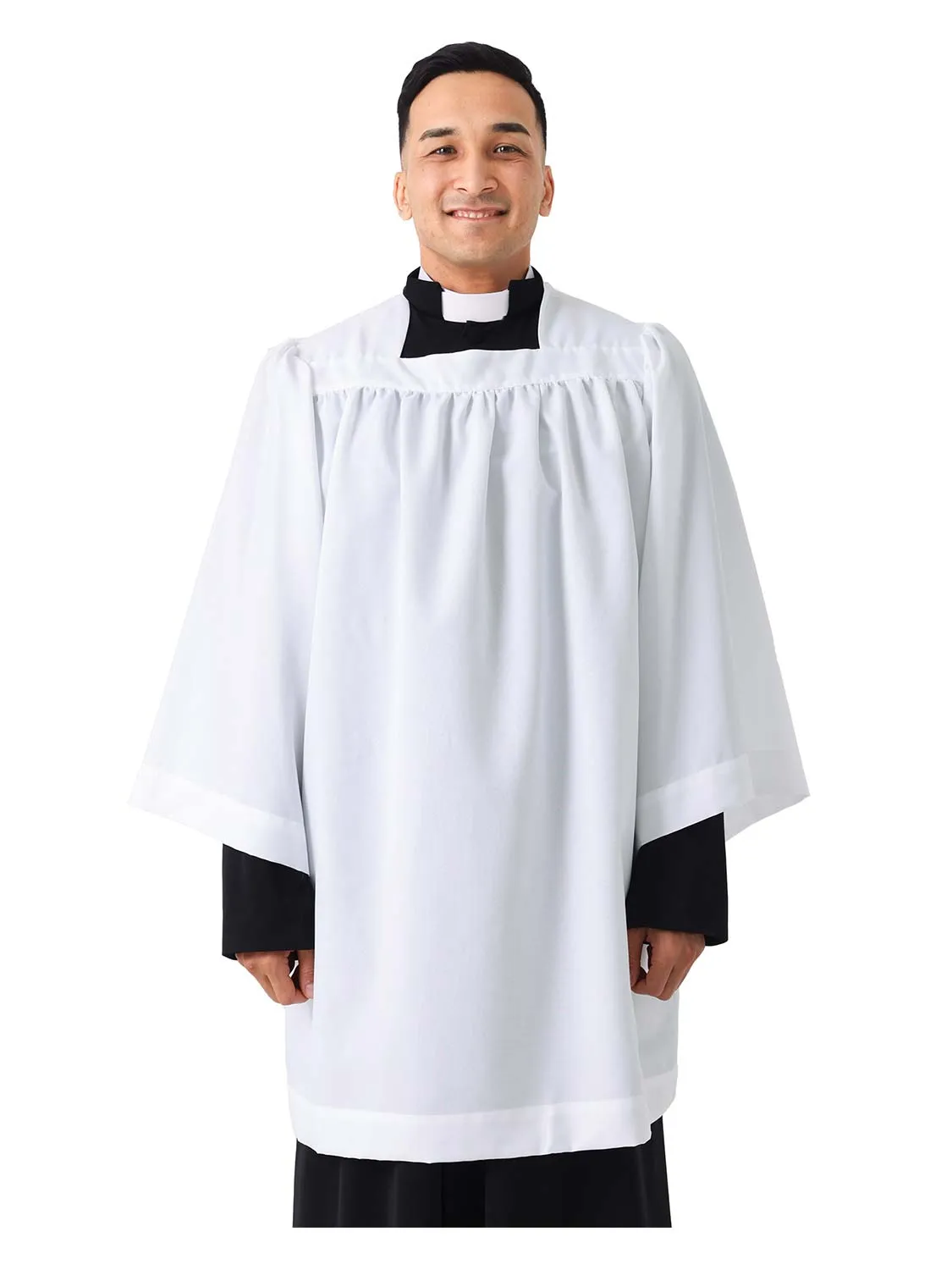 Premium White Square / Round Neck Surplice Prist Robe for Cassock
