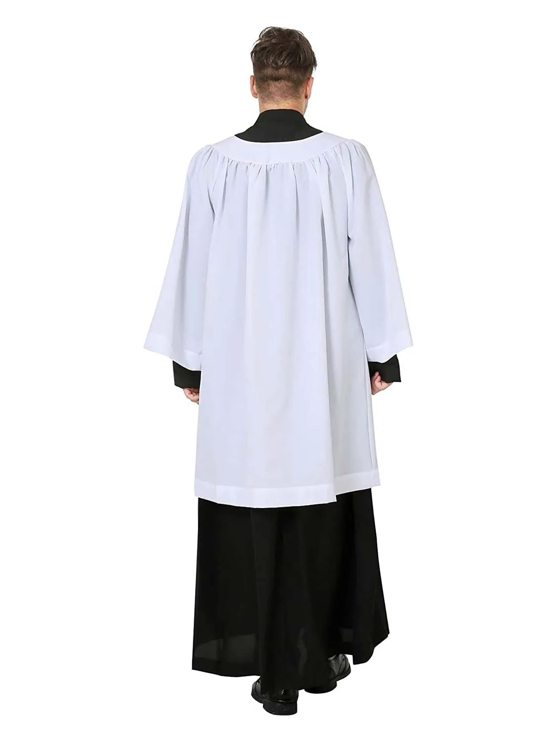 Premium White Square / Round Neck Surplice Prist Robe for Cassock