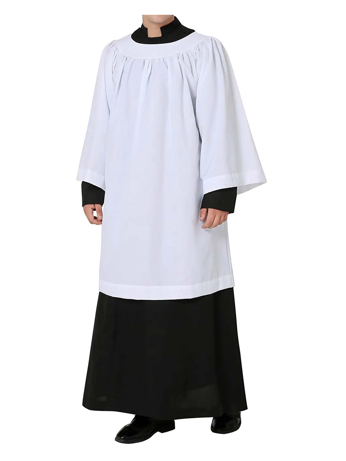 Premium White Square / Round Neck Surplice Prist Robe for Cassock