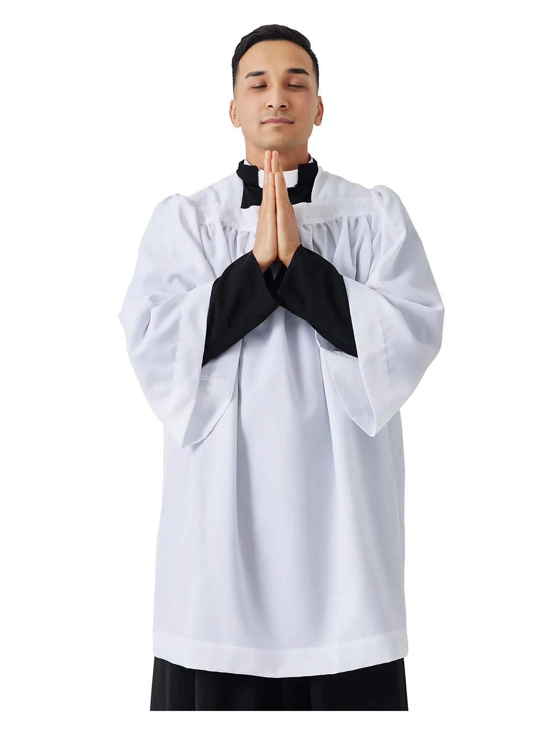 Premium White Square / Round Neck Surplice Prist Robe for Cassock
