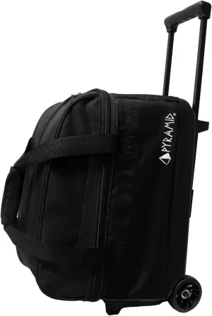 Pyramid Prime Double Roller 2 Ball Bowling Bag with Large Separate Compartment for Bowling Shoes (Up To US Mens Size 16) or Accessories, Locking Handle - Extends to 40"