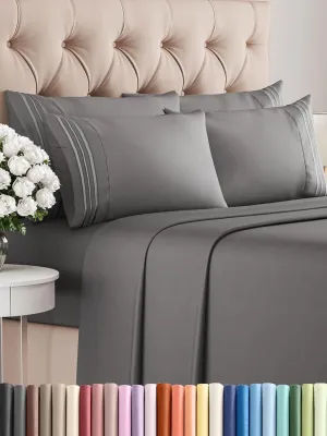 Queen 6 Piece Sheet Set - Comfy, Breathable & Cooling - Hotel Luxury Bedding for Women, Men, Kids & Teens - 1 Flat & 1 Fitted Sheet & 4 Pillowcases w/ Deep Pockets - Soft and Wrinkle Free - Dark Grey