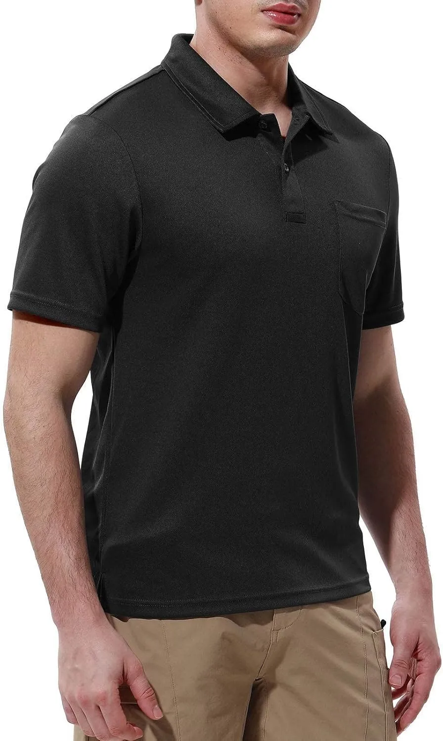 Rdruko Men's Polo Shirts Short Sleeve Quick Dry Outdoor Golf Sports Shirts with Pocket