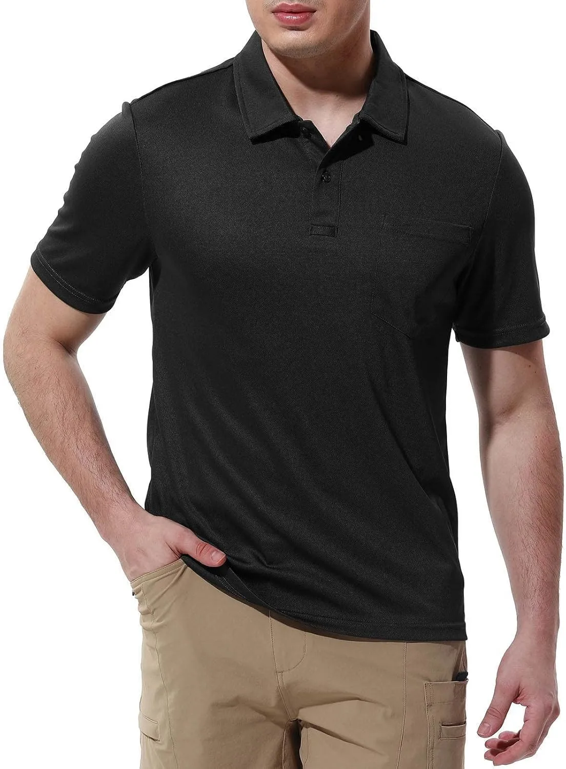 Rdruko Men's Polo Shirts Short Sleeve Quick Dry Outdoor Golf Sports Shirts with Pocket
