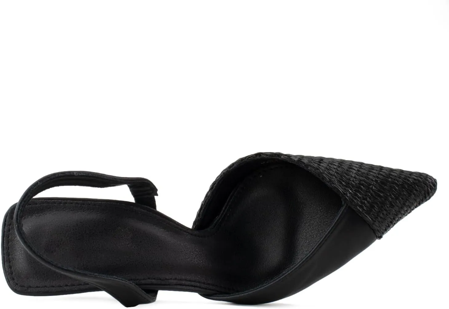 RF ROOM OF FASHION Women's Pointed Toe Slingback Mule Kitten Heel Pumps, Buckle Crystal Jeweled Design, Mary Jane Style