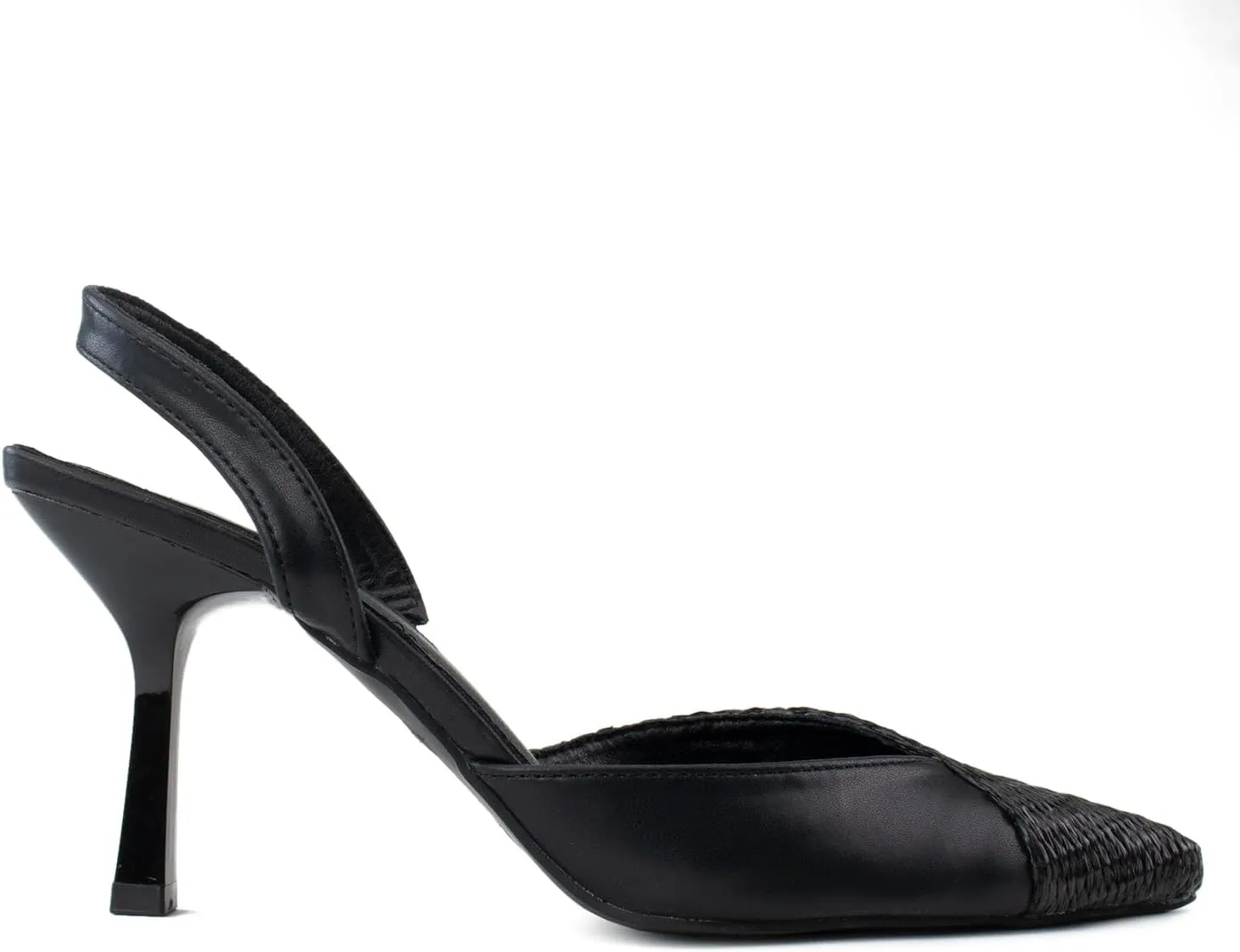 RF ROOM OF FASHION Women's Pointed Toe Slingback Mule Kitten Heel Pumps, Buckle Crystal Jeweled Design, Mary Jane Style