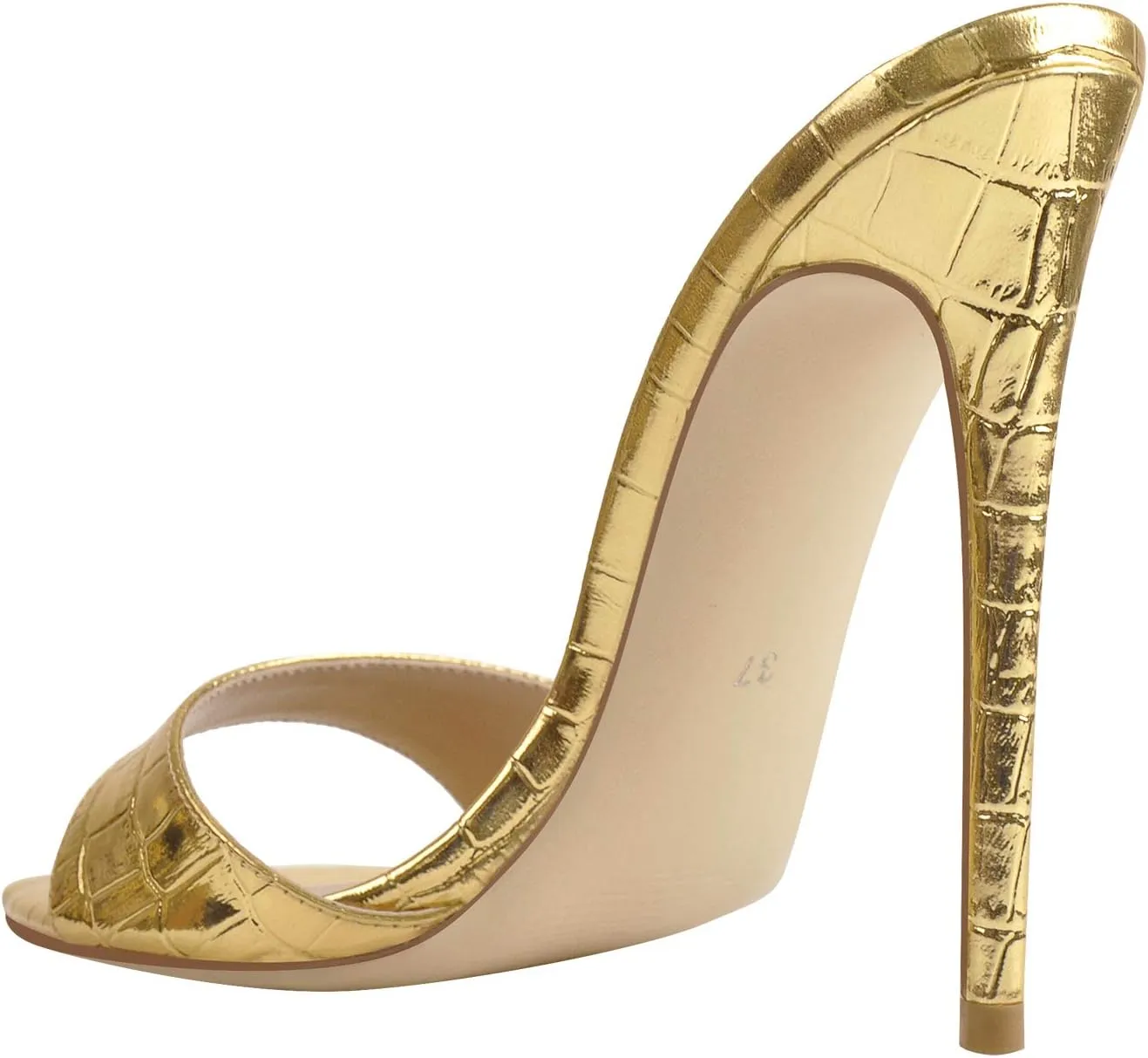 richealnini Mules Heels for Women Slip On Stiletto High Heels Sexy Pointed Toe Slide Sandals
