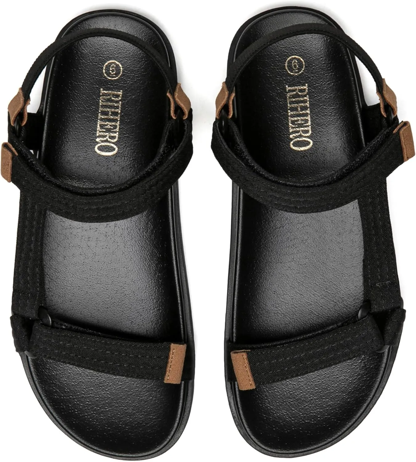 Rihero Women's Flat Sandals Comfortable Open Toe Adjustable Strap Walking Footbed Sandals