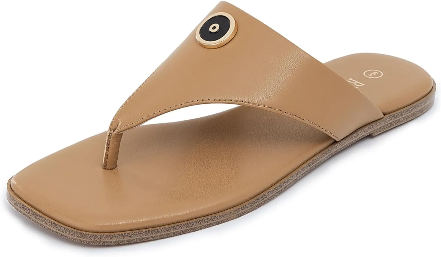 Rihero Women's Flip Flops Square Toe Thong Flat Sandals Summer Comfortable Slip On Beach Slide Sandals