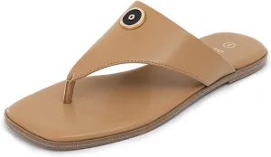 Rihero Women's Flip Flops Square Toe Thong Flat Sandals Summer Comfortable Slip On Beach Slide Sandals