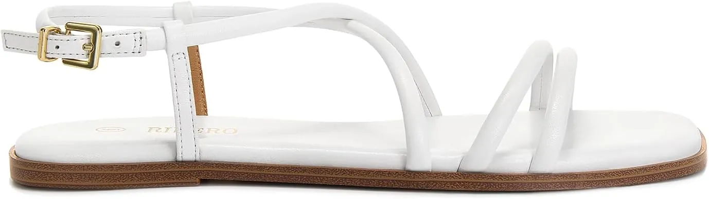 Rihero Women's Strappy Flat Sandals Summer Lace Up Open Toe Comfortable Slip-On Ankle Strap Sandals
