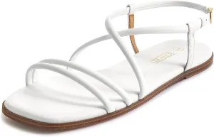 Rihero Women's Strappy Flat Sandals Summer Lace Up Open Toe Comfortable Slip-On Ankle Strap Sandals