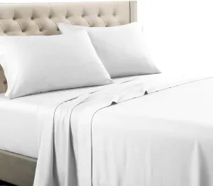 Royal Tradition Solid 600 Thread Count, 100-Percent Cotton Split King Sheets for Adjustable Beds Set (White) Breathable, Deep Pocket, 5 Piece Sheet Set