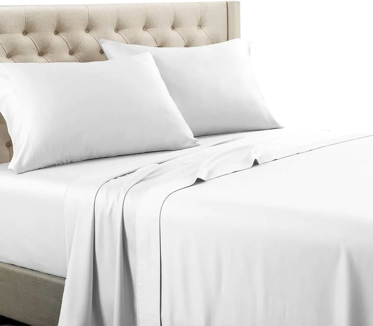 Royal Tradition Solid 600 Thread Count, 100-Percent Cotton Split King Sheets for Adjustable Beds Set (White) Breathable, Deep Pocket, 5 Piece Sheet Set