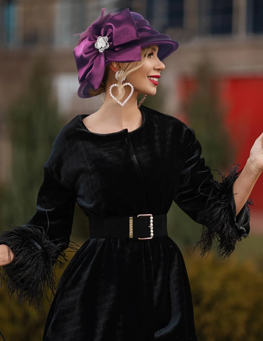Ruphedy Womens Wool Felt Hats Wide Brim Derby Church Dress Hat for Fall Winter 1920s