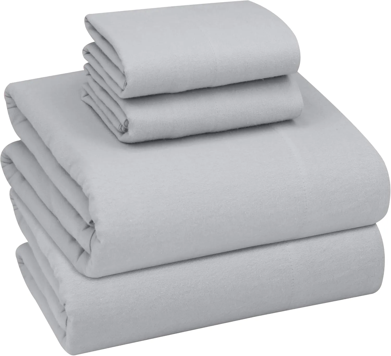 RUVANTI Organic Flannel Sheets Full Size - 100% Cotton Double Brushed Bed Sheet Set - Deep Pocket 16 Inches - All Seasons Breathable, Extra Soft, Warm & Cozy - 4 Pieces - Light Grey