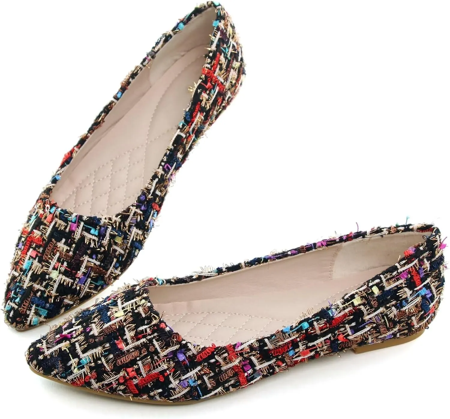 SAILING LU Womens Suede Pointed Toe Ballet Flats Comfortable Wedding Party Casual Slip-On Ballerina Dressy Shoes for Women Walking Shoes