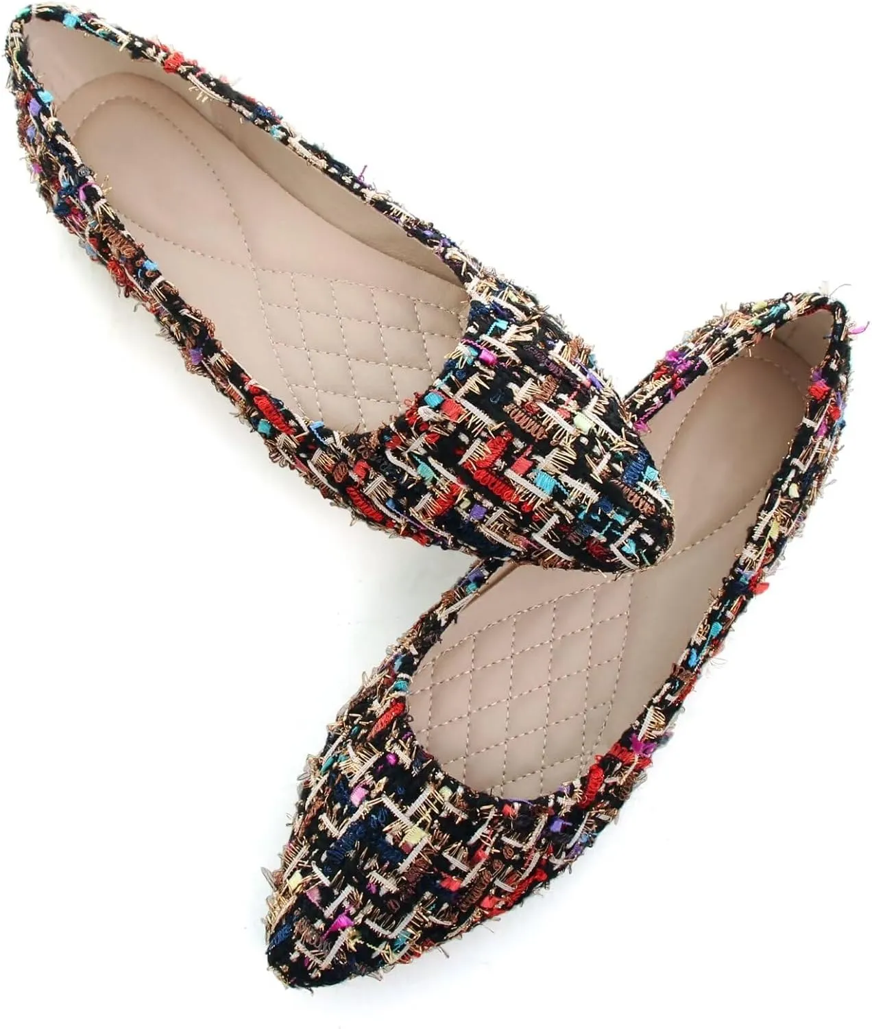 SAILING LU Womens Suede Pointed Toe Ballet Flats Comfortable Wedding Party Casual Slip-On Ballerina Dressy Shoes for Women Walking Shoes