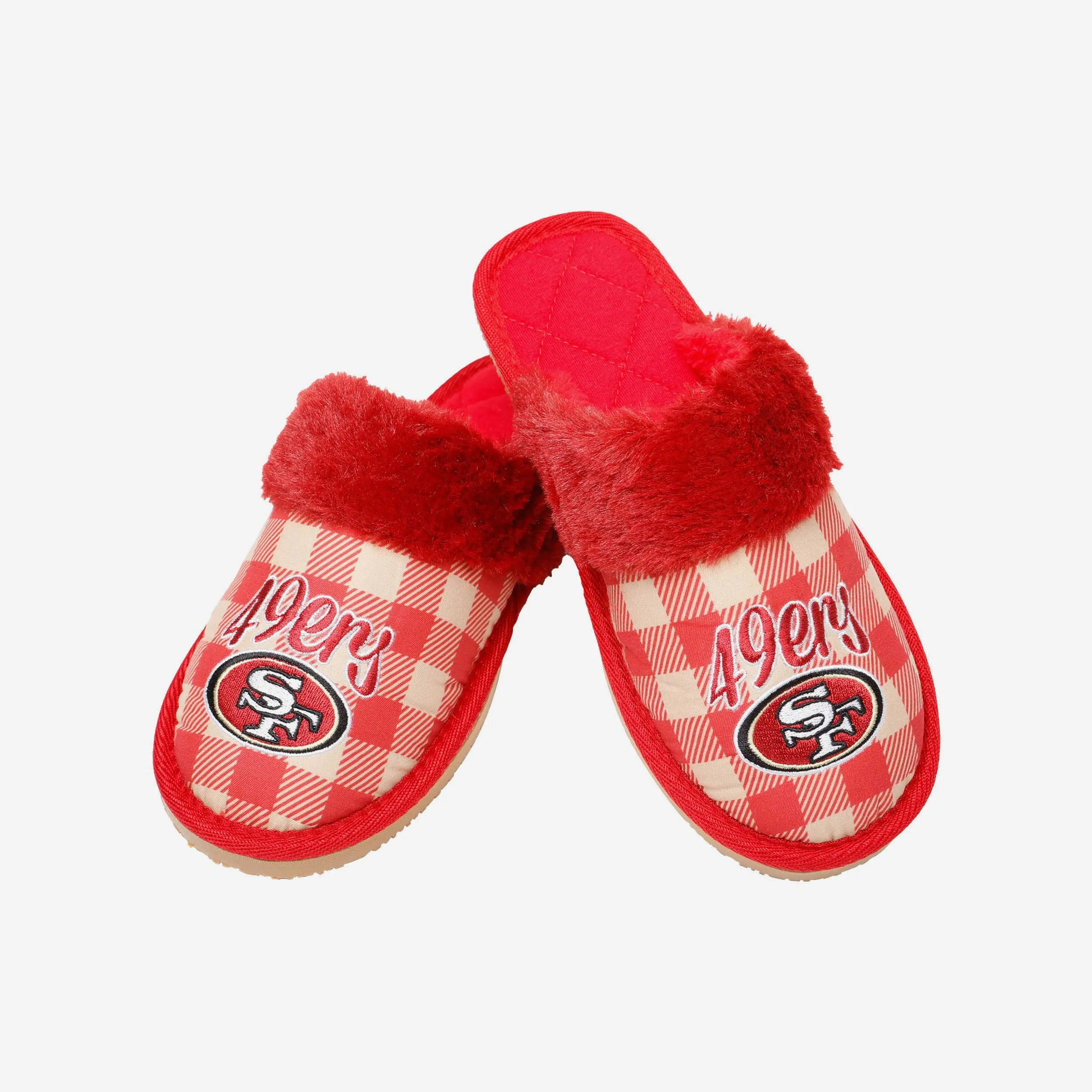San Francisco 49ers Womens Plaid Sherpa Mule Slipper