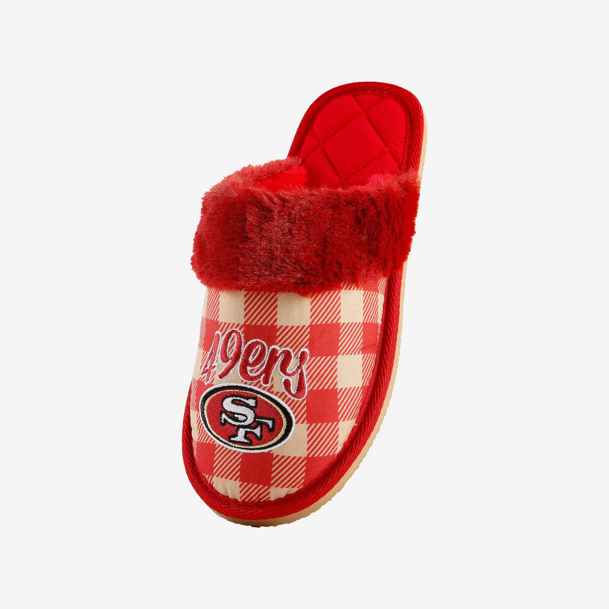 San Francisco 49ers Womens Plaid Sherpa Mule Slipper