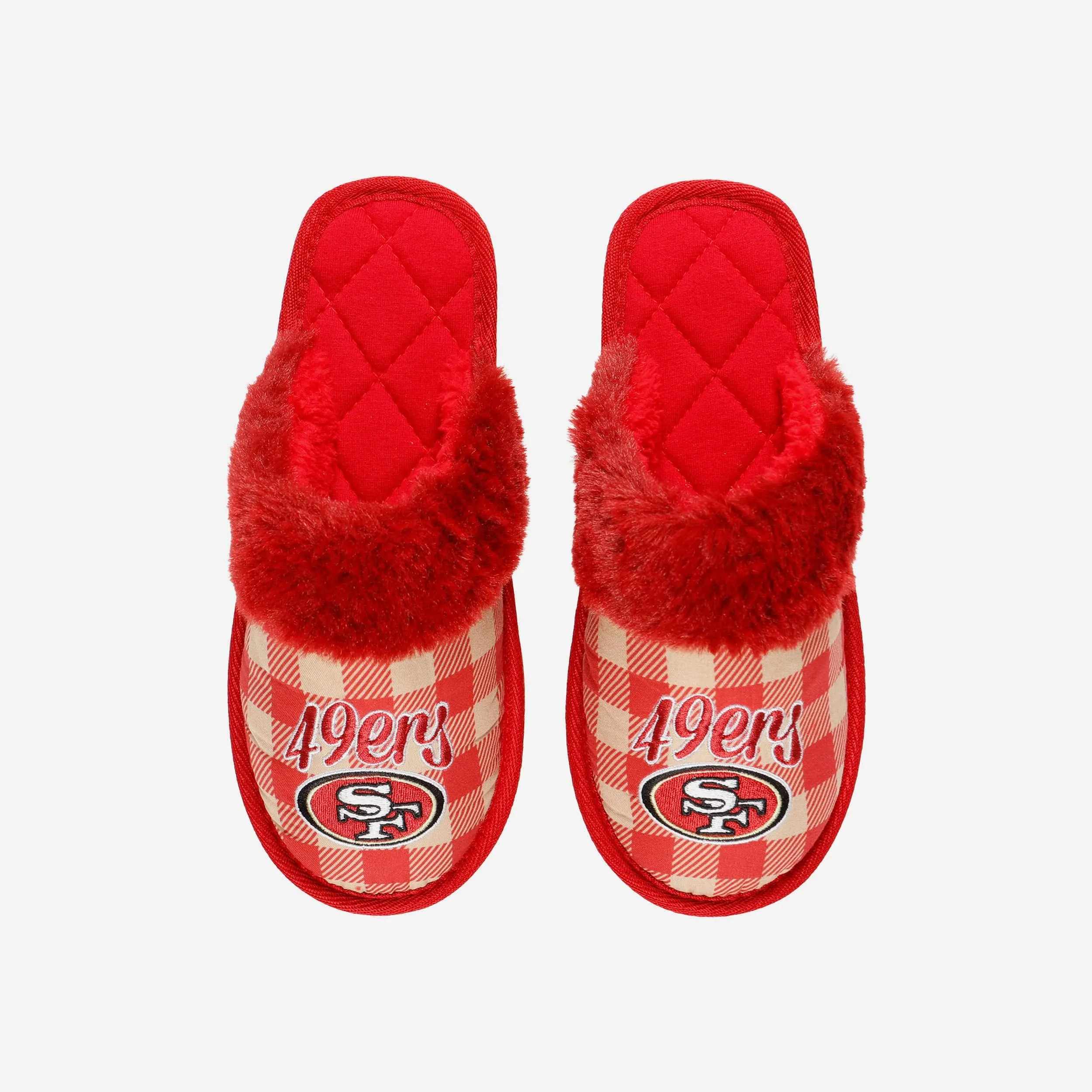 San Francisco 49ers Womens Plaid Sherpa Mule Slipper
