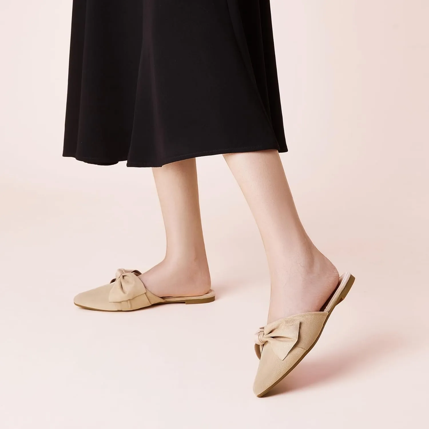 SANDALUP Mules for Woman, Women's Mules, Closed Pointed Toe Backless Loafer Shoes, Cute Bow Women's Mules, Slip On Mules Flats Shoes for Work Business Casual Shoes