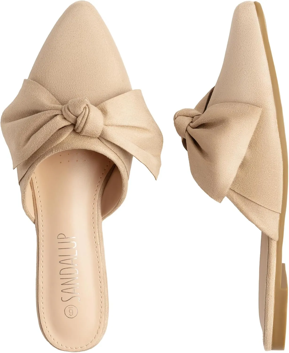 SANDALUP Mules for Woman, Women's Mules, Closed Pointed Toe Backless Loafer Shoes, Cute Bow Women's Mules, Slip On Mules Flats Shoes for Work Business Casual Shoes