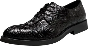 Santimon Men's Alligator Print Leather Lace Up Oxford Shoes Classic Modern Formal Dress Shoes Wedding Shoes