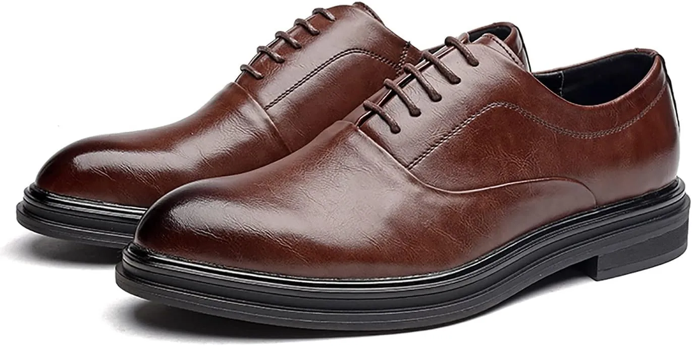Santimon Men's Classic Oxfords Semi Brogues Cap Toe Leather Lined Comfortable Business Office Casual Formal Dress Shoes