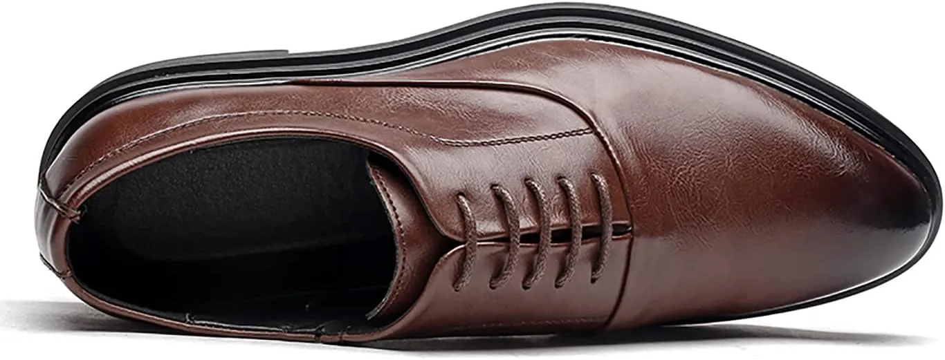 Santimon Men's Classic Oxfords Semi Brogues Cap Toe Leather Lined Comfortable Business Office Casual Formal Dress Shoes
