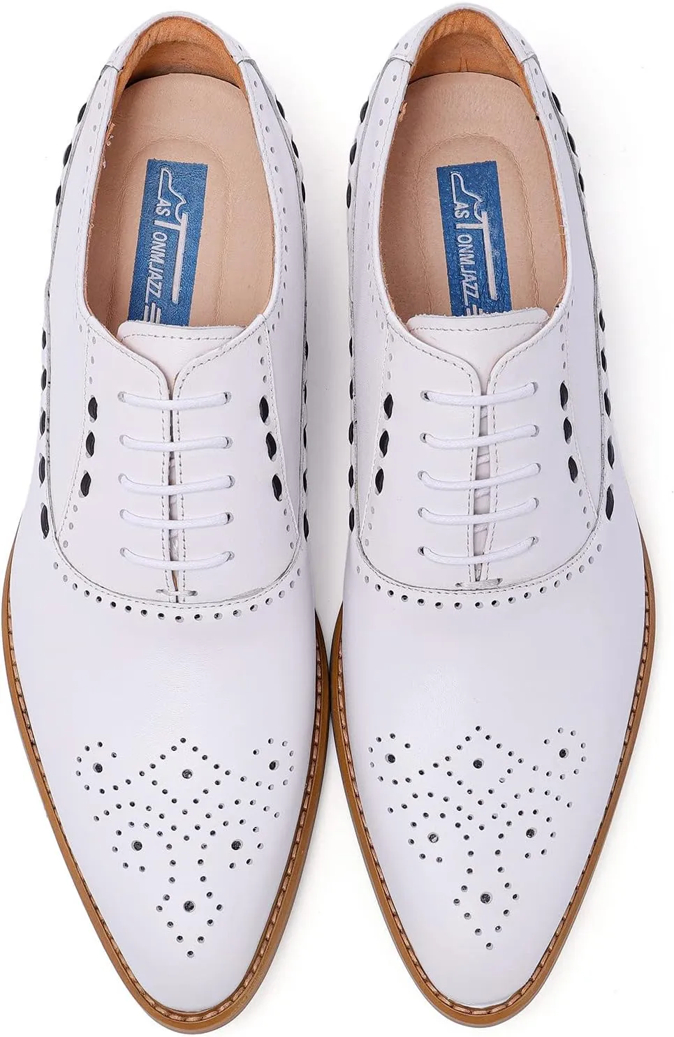 Santimon Men's Derby Oxfords Dress Wing Tip Lace-up Classic Genuine Leather Brogue Shoes Formal