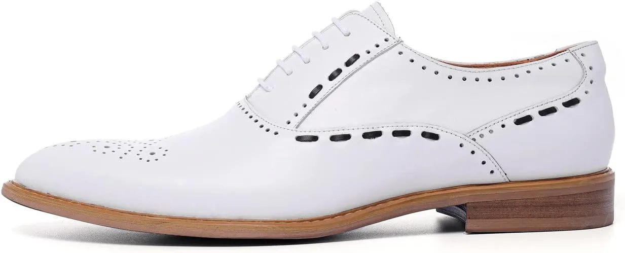 Santimon Men's Derby Oxfords Dress Wing Tip Lace-up Classic Genuine Leather Brogue Shoes Formal
