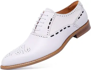 Santimon Men's Derby Oxfords Dress Wing Tip Lace-up Classic Genuine Leather Brogue Shoes Formal