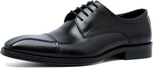 Santimon Men's Oxfords Formal Dress Classic Lace-up Cap Toe Derby Genuine Leather Fashion Comfortable Suit Shoes Buinsess Casual Prom Wedding Tuxedo Shoes for Men