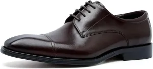 Santimon Men's Oxfords Formal Dress Classic Lace-up Cap Toe Derby Genuine Leather Fashion Comfortable Suit Shoes Buinsess Casual Prom Wedding Tuxedo Shoes for Men