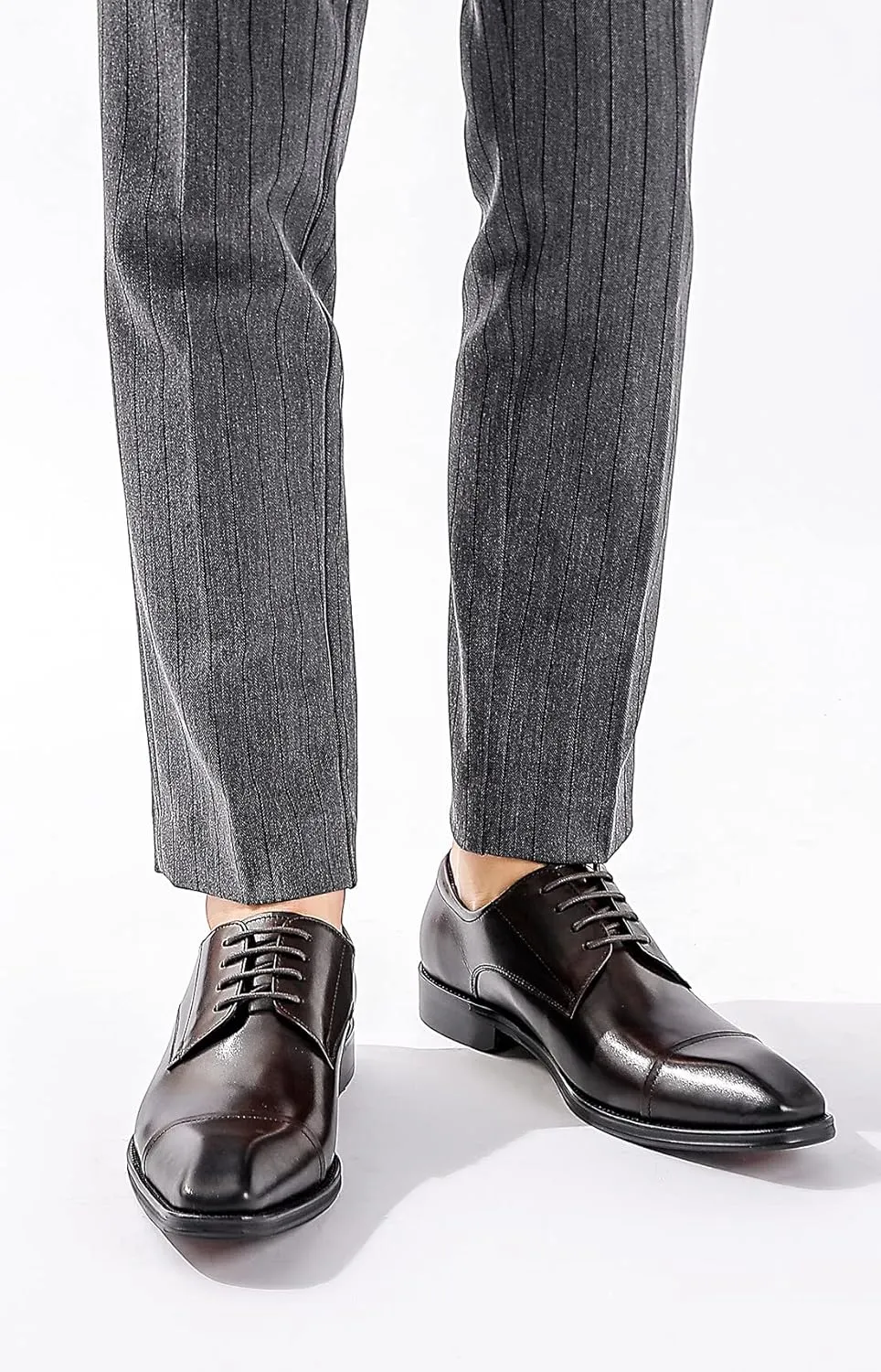 Santimon Men's Oxfords Formal Dress Classic Lace-up Cap Toe Derby Genuine Leather Fashion Comfortable Suit Shoes Buinsess Casual Prom Wedding Tuxedo Shoes for Men