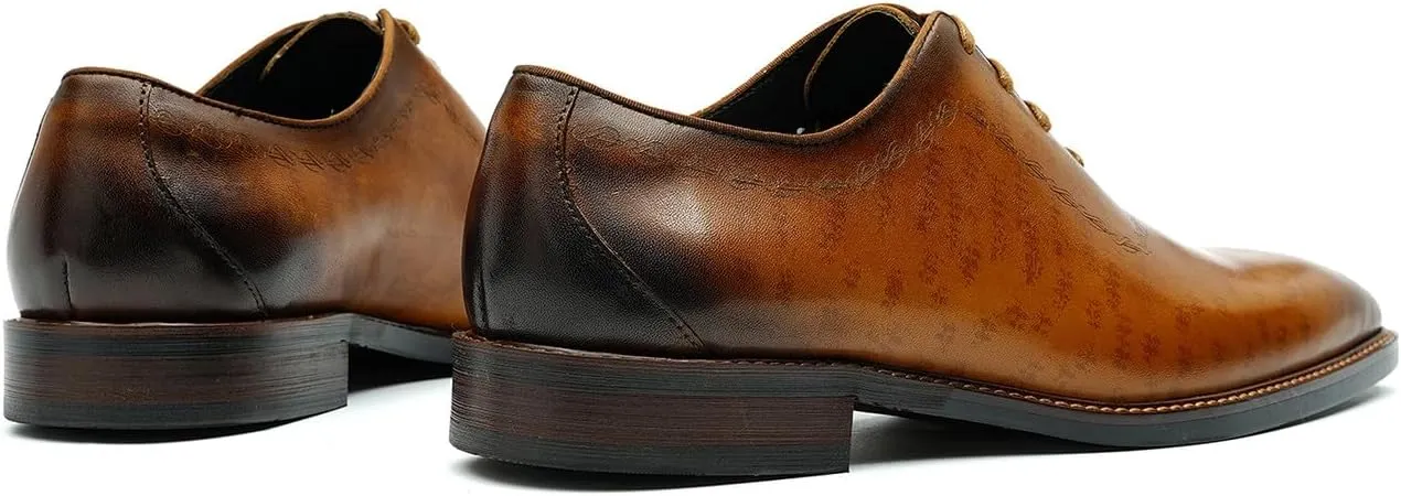 Santimon Men's Oxfords Formal Dress Leather Derby Fashion Business Wedding Tuxedo Casual Walking Carve Whole Cut Oxford Prom Shoes for Men