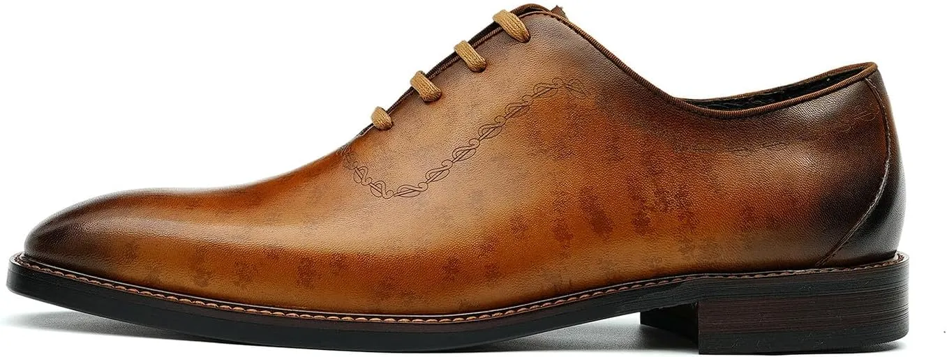 Santimon Men's Oxfords Formal Dress Leather Derby Fashion Business Wedding Tuxedo Casual Walking Carve Whole Cut Oxford Prom Shoes for Men