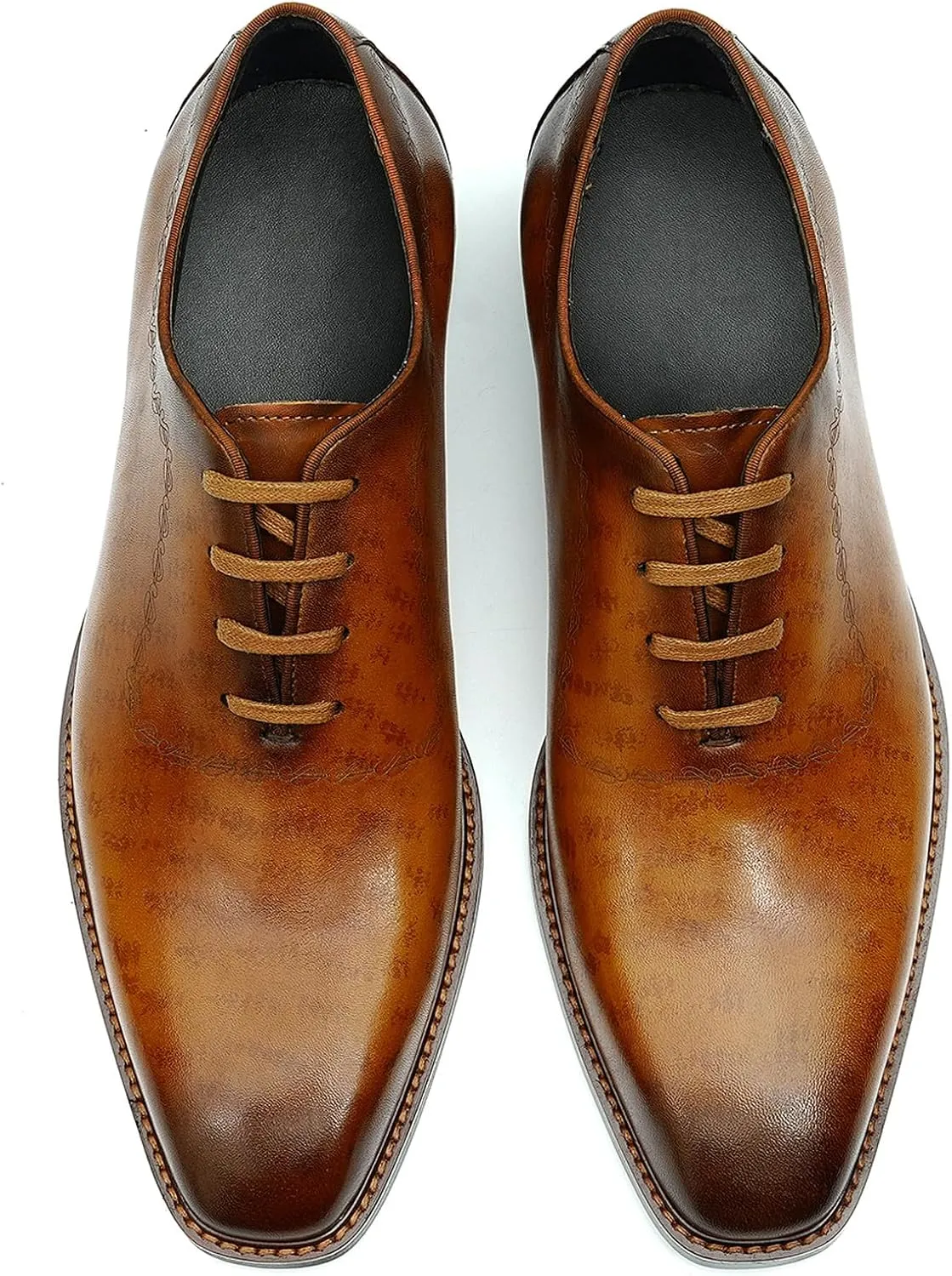 Santimon Men's Oxfords Formal Dress Leather Derby Fashion Business Wedding Tuxedo Casual Walking Carve Whole Cut Oxford Prom Shoes for Men