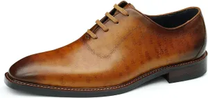 Santimon Men's Oxfords Formal Dress Leather Derby Fashion Business Wedding Tuxedo Casual Walking Carve Whole Cut Oxford Prom Shoes for Men