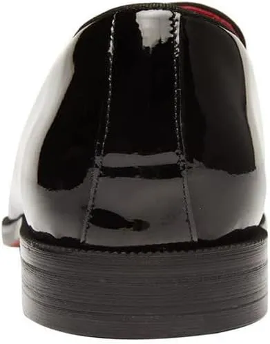 Santimon Men's Tassel Slip-on Penny Loafers Casual Dress Patent Leather Smoking Slipper Black Formal Shoes for Men